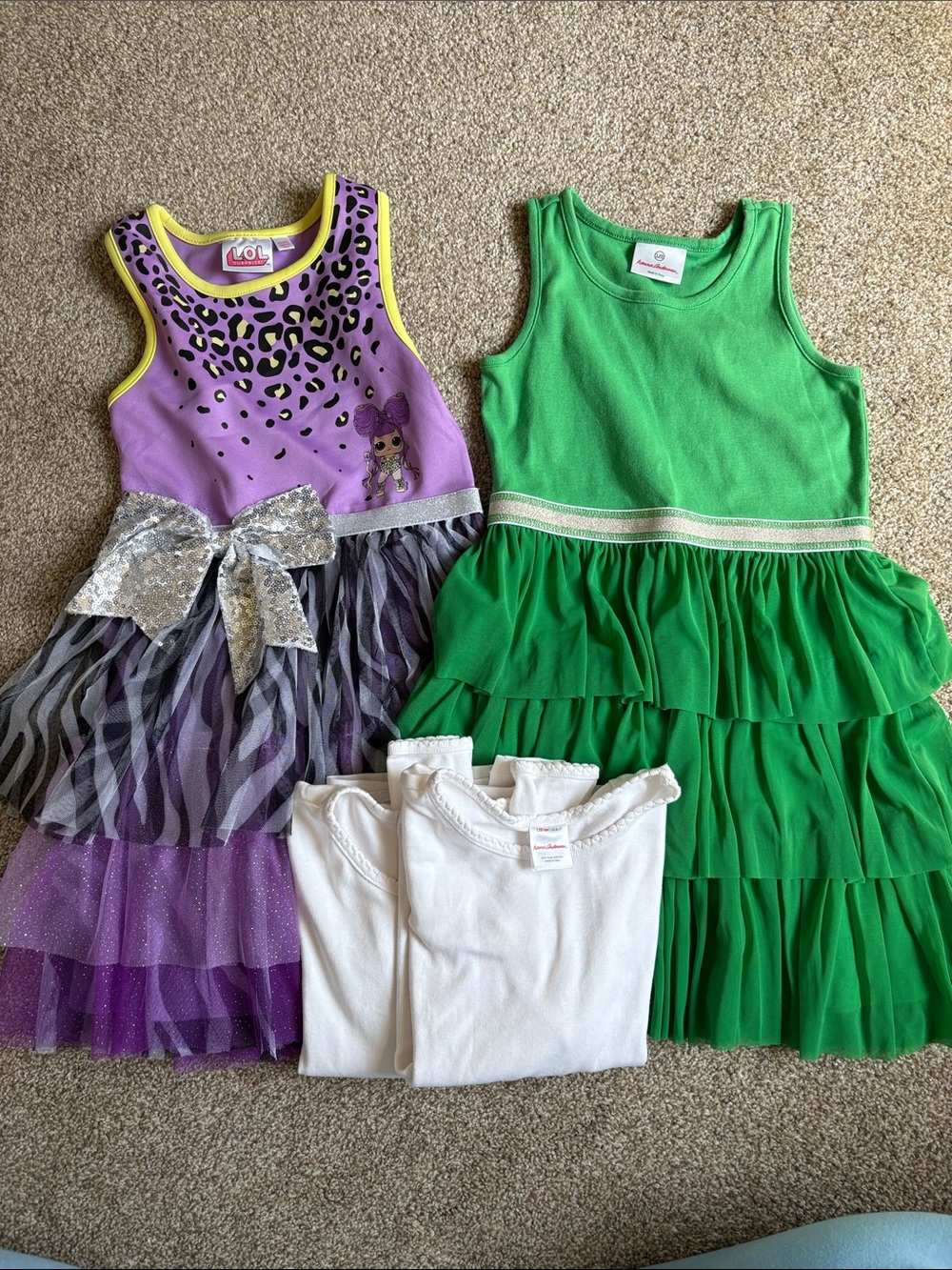 2 Girls’ dresses & 2 Long Sleeve T shirts - Hanna Andersson & LOL Surprise!